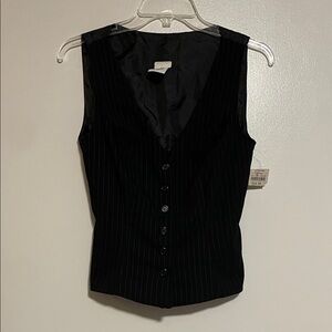 JCPenney Black Striped Button-Up Vest